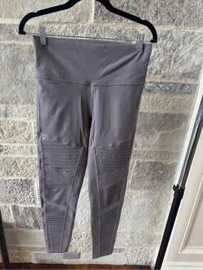 Alo Yoga High Waist Moto Leggings L Gray Performance Yoga Activewear